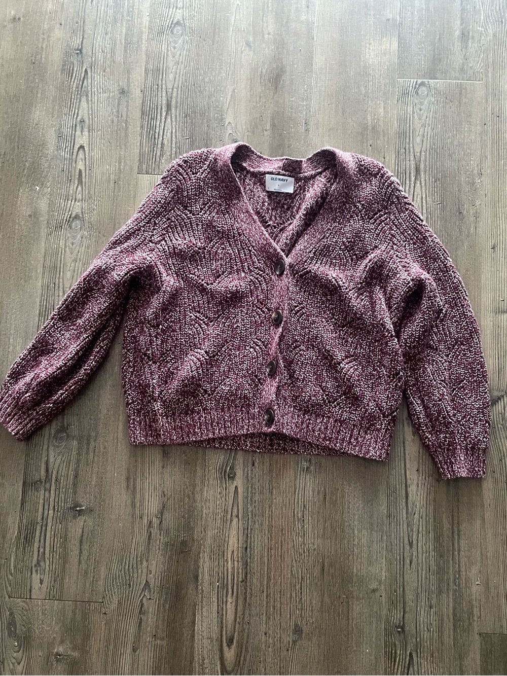 Old Navy Marled Mauve Button-Front V-Neck Cardigan